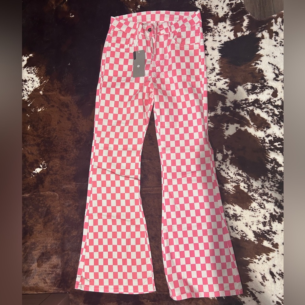 Pink and White Checkered Women’s Pants